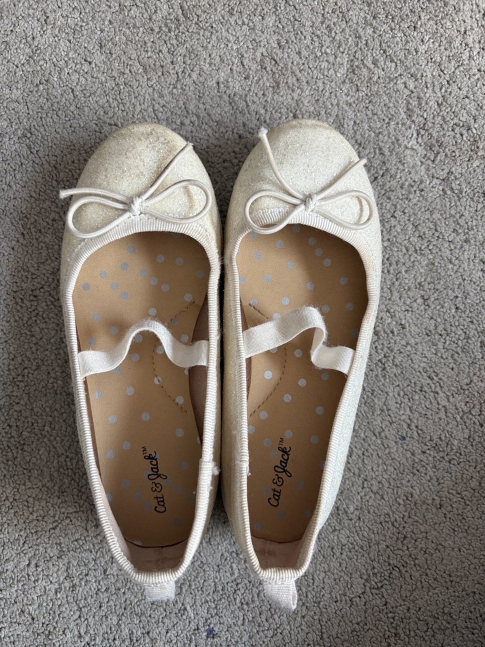 Cat & Jack Champagne Glitter Mary Jane Flats with Bow